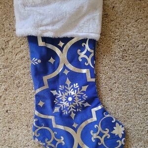 Blue and Gold Holiday Stocking